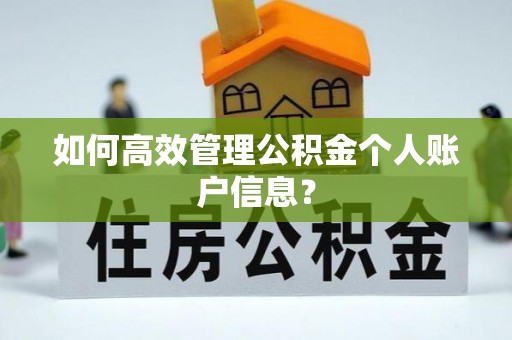 赫章如何高效管理公积金个人账户信息？